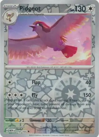 151 Set Pidgeot #18/165 reverse holo